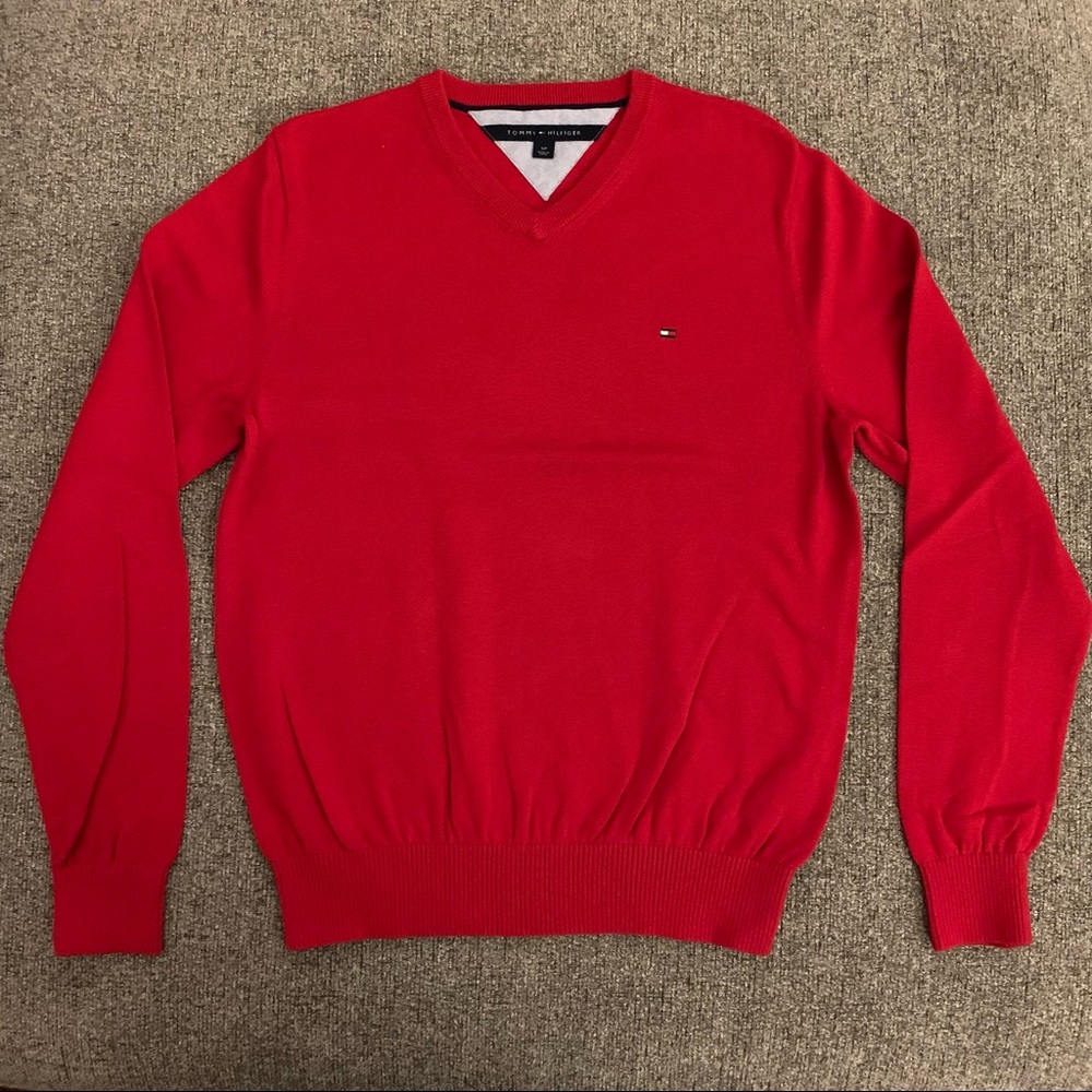 🔴 4 for $40 Bundle | Tommy Hilfiger V-Neck Sweater (Red) Size Small